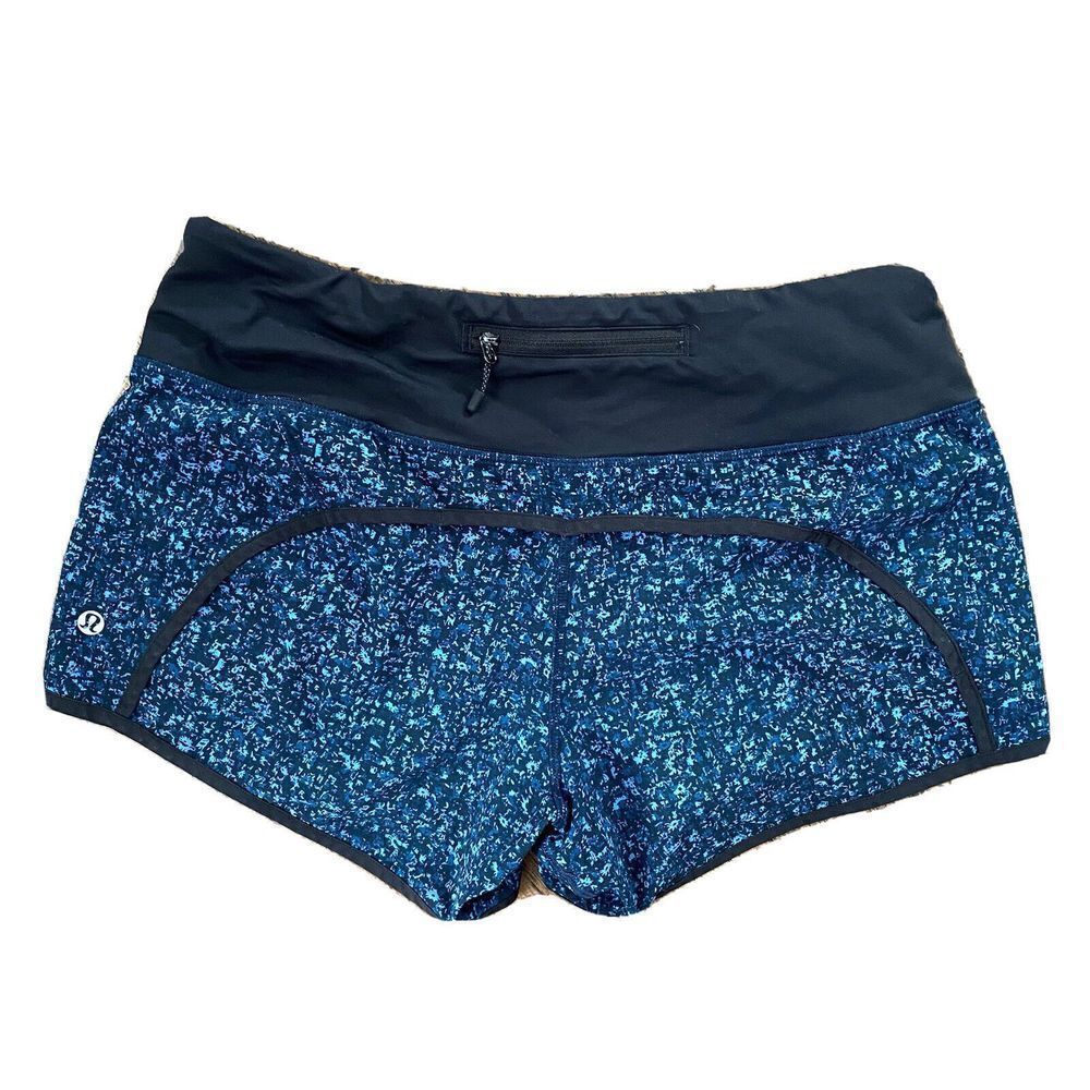 Lululemon Women 6 Run Times Short 4 Way Stretch 4" Daisy Dust Illuminight Black